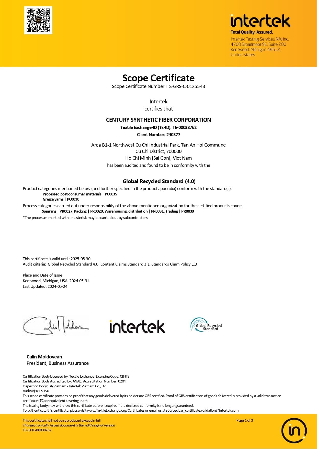 GRS Intertek — trang 1